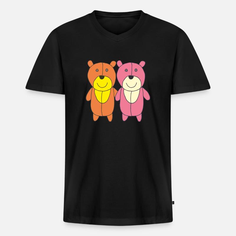 bären freunde 2 - Männer Premium Bio T-Shirt mit V-Ausschnitt - Schwarz