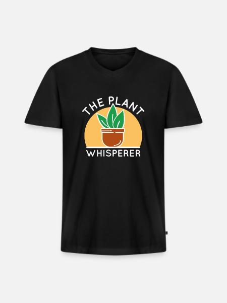 Le Chuchoteur de plantes - T-shirt encolure en V Premium bio Homme - noir