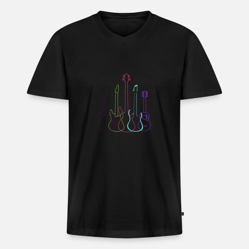 Gitarren - Männer Premium Bio T-Shirt mit V-Ausschnitt - Schwarz