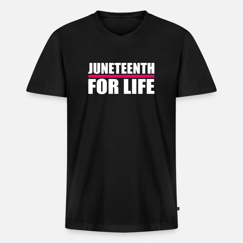 juneteenth - Männer Premium Bio T-Shirt mit V-Ausschnitt - Schwarz