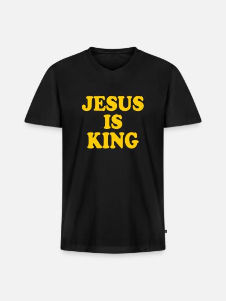 Jesus is king - Men's Premium Organic T-shirt with V-neck - black