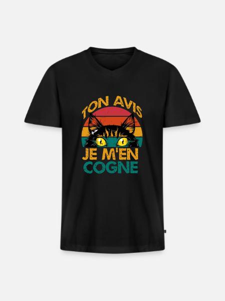 ton avis je m'en cogne - T-shirt encolure en V Premium bio Homme - noir