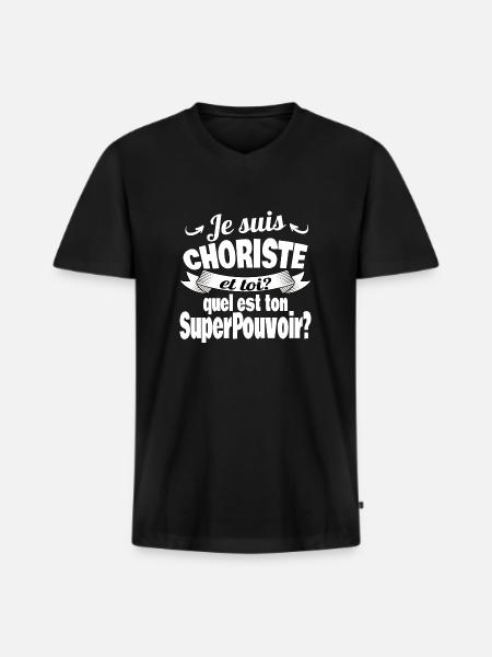 je suis choriste - T-shirt encolure en V Premium bio Homme - noir