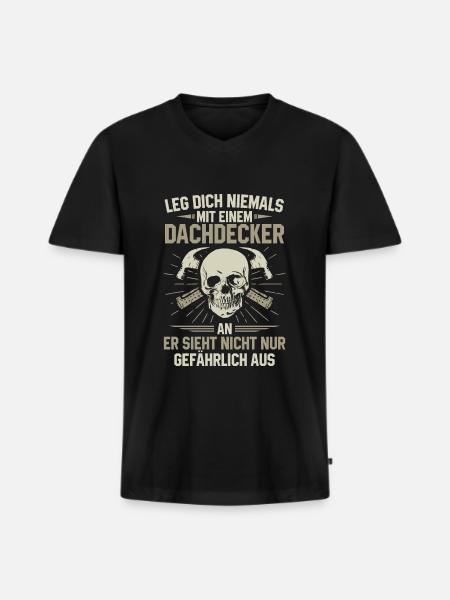 Dachdecker - Männer Premium Bio T-Shirt mit V-Ausschnitt - Schwarz