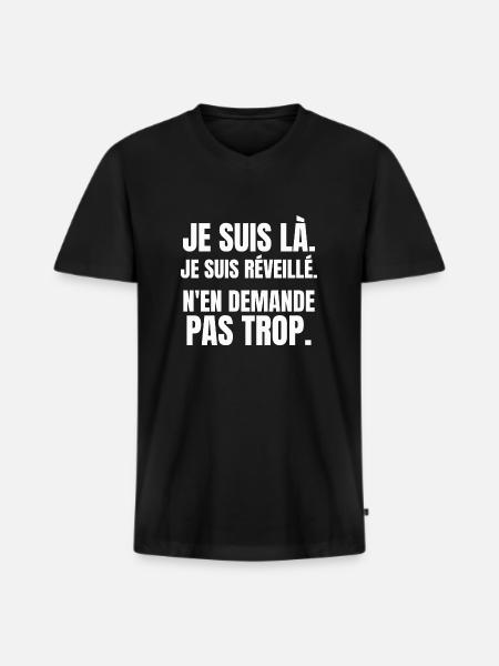 m'en demande pas trop - T-shirt encolure en V Premium bio Homme - noir