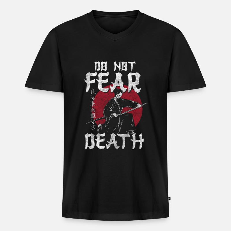 Samurai Schwert Mut Ronin - Männer Premium Bio T-Shirt mit V-Ausschnitt - Schwarz