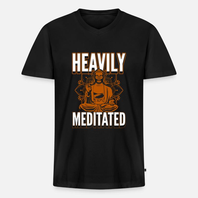 Meditation Om Achtsamkeit - Männer Premium Bio T-Shirt mit V-Ausschnitt - Schwarz
