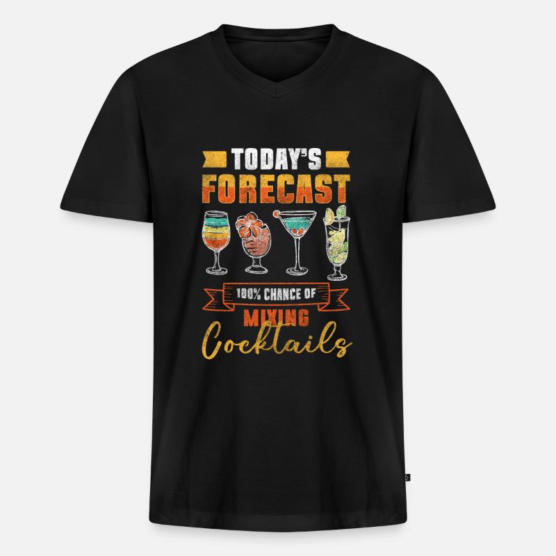 Barkeeper Schnaps Urlaub - Männer Premium Bio T-Shirt mit V-Ausschnitt - Schwarz