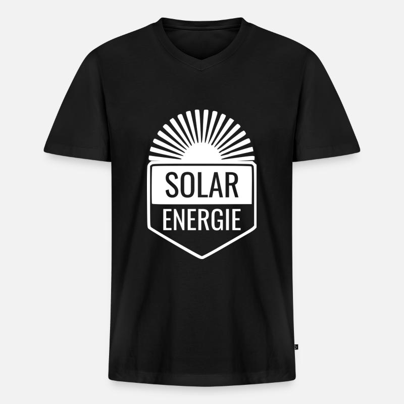 SOLARENERGIE - Männer Premium Bio T-Shirt mit V-Ausschnitt - Schwarz