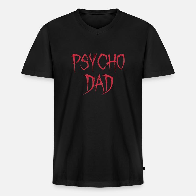 PSYCHO DAD - Männer Premium Bio T-Shirt mit V-Ausschnitt - Schwarz