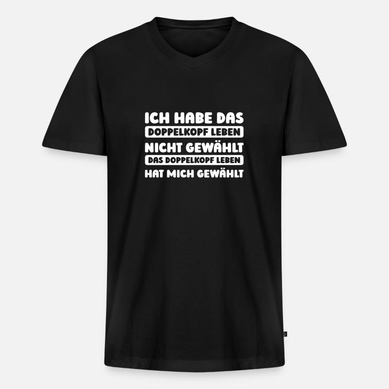 Doppelkopf - Männer Premium Bio T-Shirt mit V-Ausschnitt - Schwarz