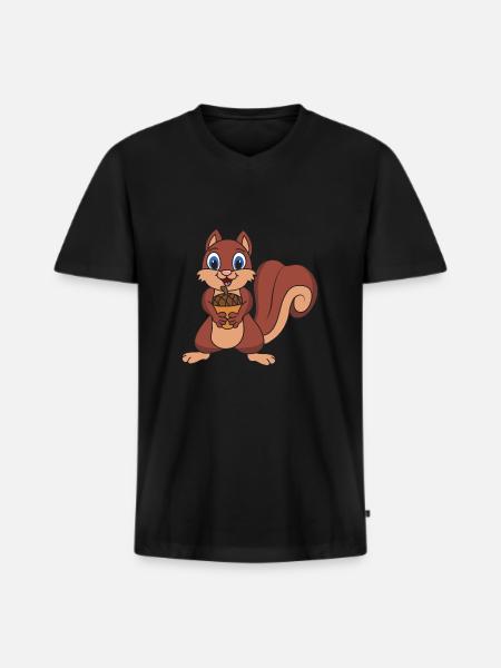 squirrel - Men's Premium Organic T-shirt with V-neck - black
