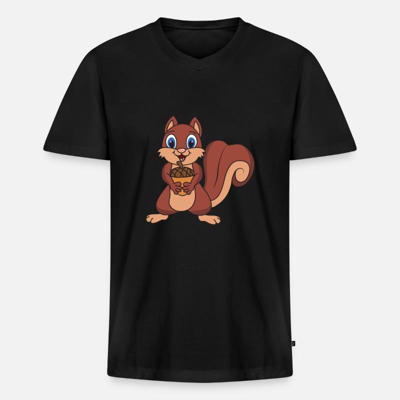 Eichhörnchen - Männer Premium Bio T-Shirt mit V-Ausschnitt - Schwarz