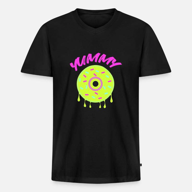 donut yummy - Männer Premium Bio T-Shirt mit V-Ausschnitt - Schwarz