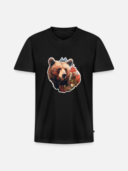 Bear in the wild - Men's Premium Organic T-shirt with V-neck - black