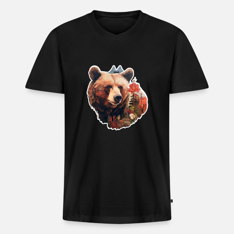 Bear in the wild - Men's Premium Organic T-shirt with V-neck - black