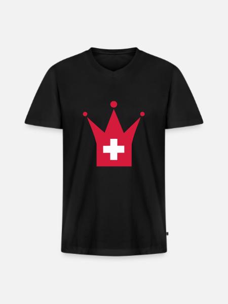 Schweiz - Männer Premium Bio T-Shirt mit V-Ausschnitt - Schwarz