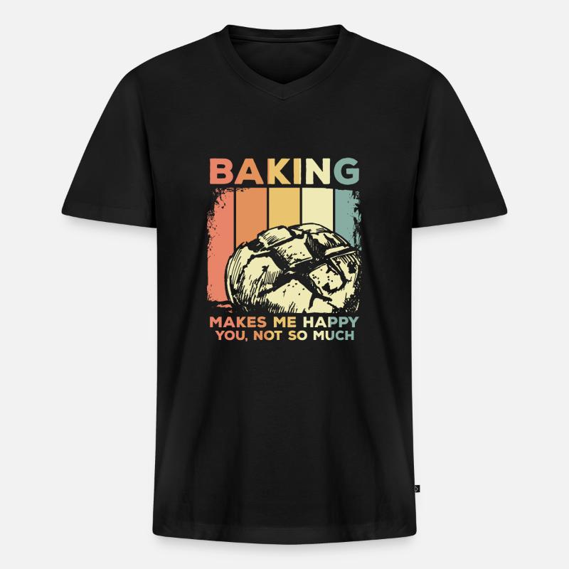 Backen Brot Bäcker - Männer Premium Bio T-Shirt mit V-Ausschnitt - Schwarz