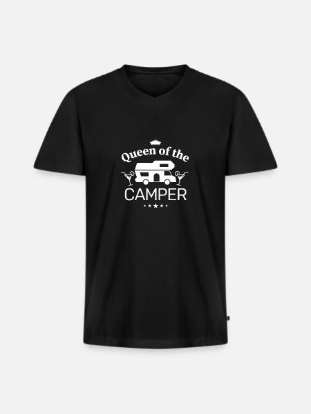 Queen of the Camper van - Gift for Camping Woman - Men's Premium Organic T-shirt with V-neck - black