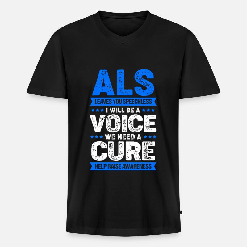 ALS Nervenkrankheit - Männer Premium Bio T-Shirt mit V-Ausschnitt - Schwarz