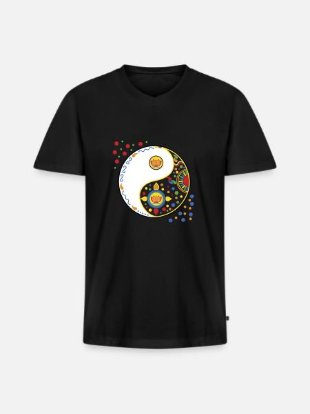 tao bunt - Männer Premium Bio T-Shirt mit V-Ausschnitt - Schwarz