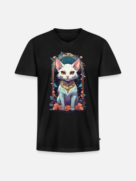Cute Goth Cat Aesthetic Design - Men's Premium Organic T-shirt with V-neck - black