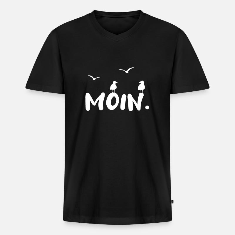 Moin - Männer Premium Bio T-Shirt mit V-Ausschnitt - Schwarz