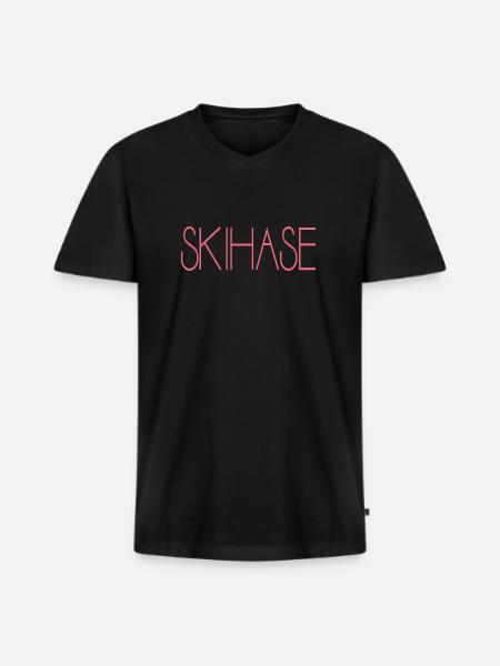 Skihase - Männer Premium Bio T-Shirt mit V-Ausschnitt - Schwarz