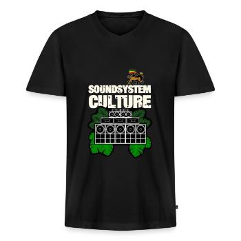 Soundsystem Culture - T-shirt encolure en V Premium bio Homme - noir - Devant - Nico (187cm)