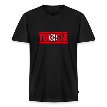 Tunisia - Men's Premium Organic T-shirt with V-neck - black - Front - Nico (187cm)