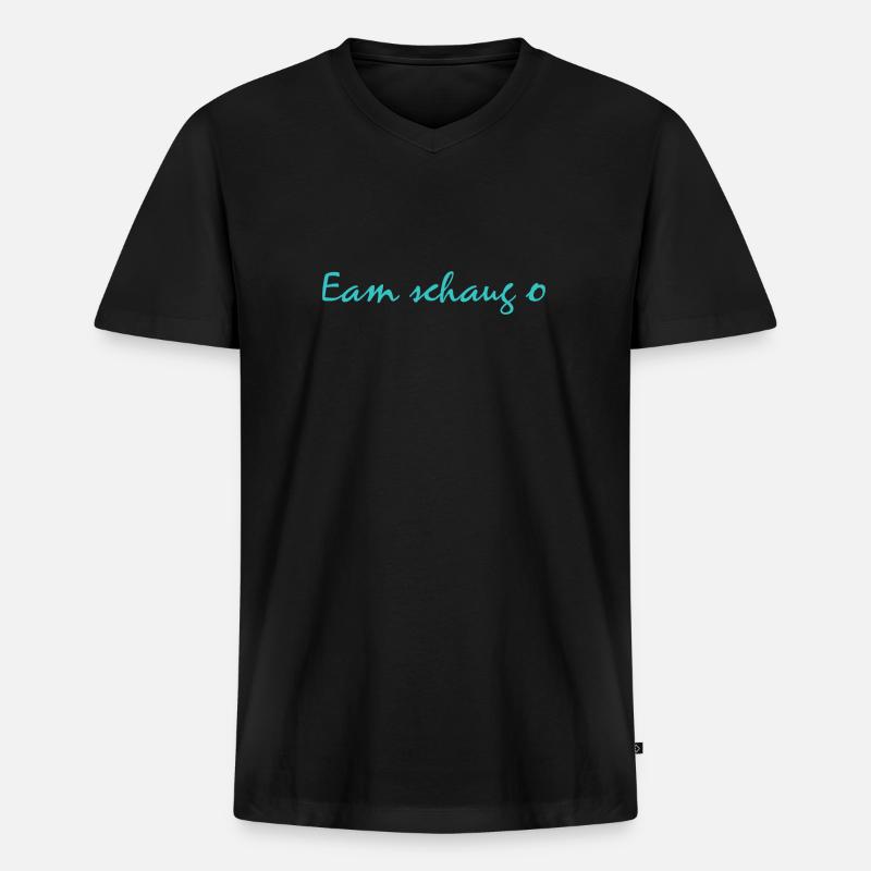 Eam schaug o - Männer Premium Bio T-Shirt mit V-Ausschnitt - Schwarz