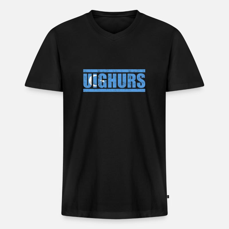 Uiguren - Männer Premium Bio T-Shirt mit V-Ausschnitt - Schwarz