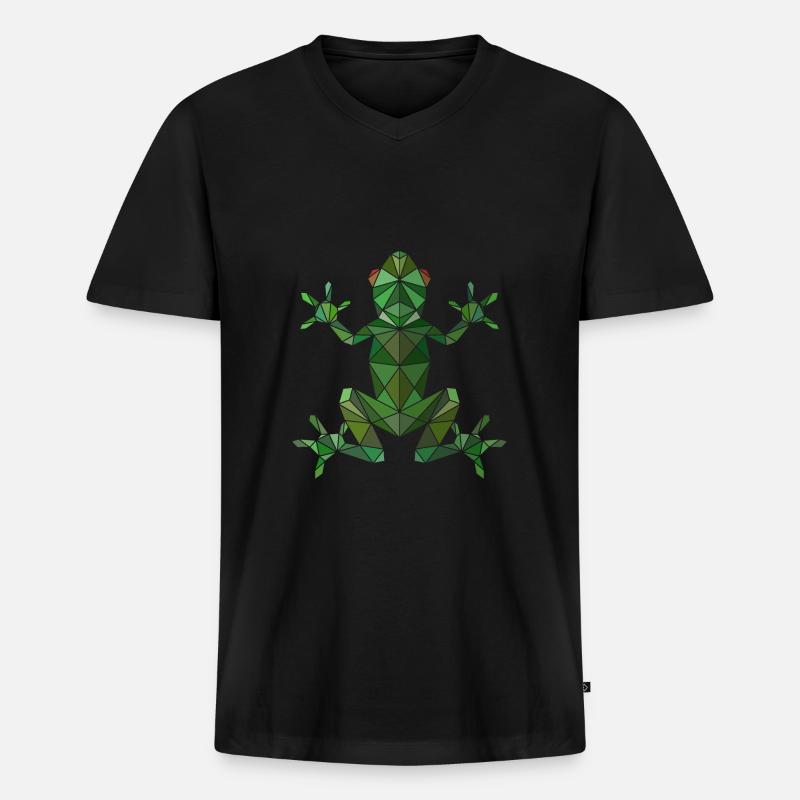 Frosch - Männer Premium Bio T-Shirt mit V-Ausschnitt - Schwarz