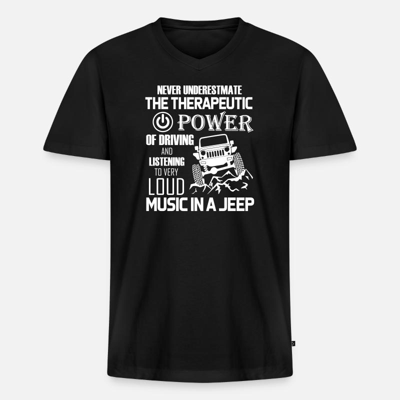 Jeeps Driver - Männer Premium Bio T-Shirt mit V-Ausschnitt - Schwarz