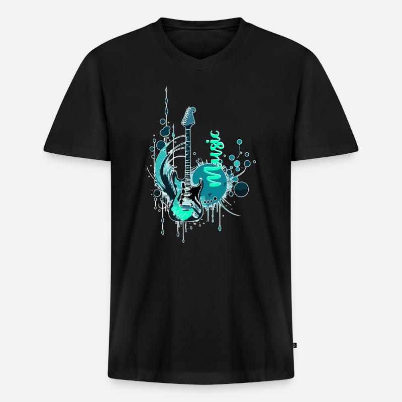 Musik - Männer Premium Bio T-Shirt mit V-Ausschnitt - Schwarz
