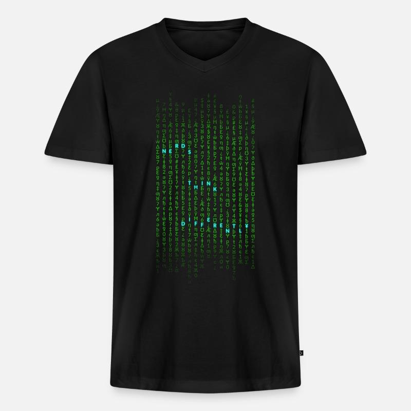 Nerds think differently - Männer Premium Bio T-Shirt mit V-Ausschnitt - Schwarz