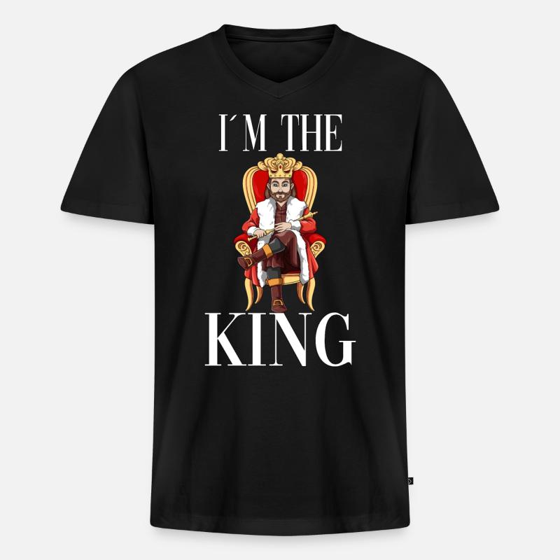 Ich bin der König - Männer Premium Bio T-Shirt mit V-Ausschnitt - Schwarz