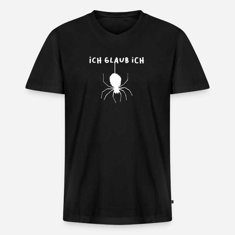 Ich glaub ich spinne - Männer Premium Bio T-Shirt mit V-Ausschnitt - Schwarz