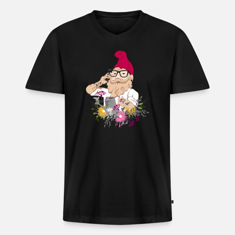 Garten Hipster - Männer Premium Bio T-Shirt mit V-Ausschnitt - Schwarz