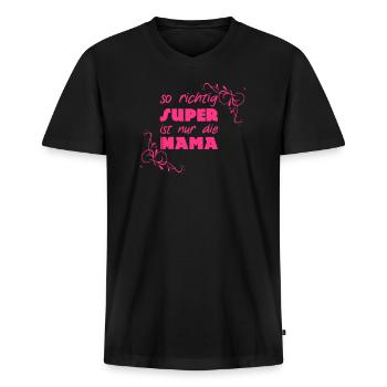 Super Mama Mutter Muttertag Familie Geschenk - Männer Premium Bio T-Shirt mit V-Ausschnitt - Schwarz - Vorne - Nico (187cm)