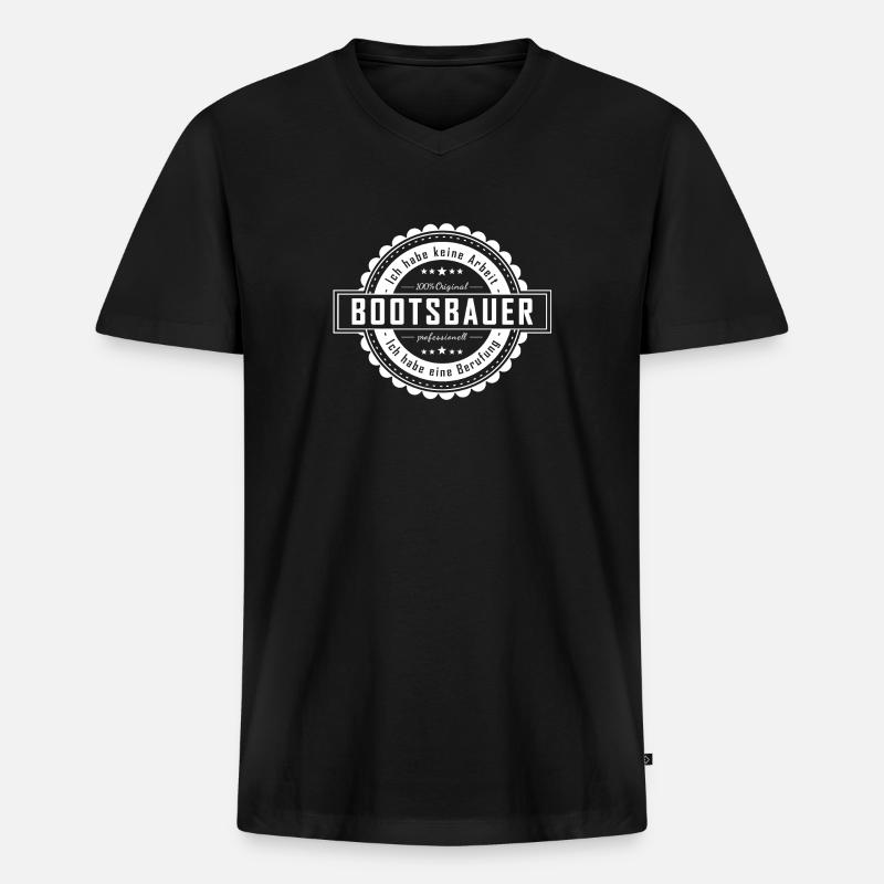 BOOTSBAUER - Männer Premium Bio T-Shirt mit V-Ausschnitt - Schwarz