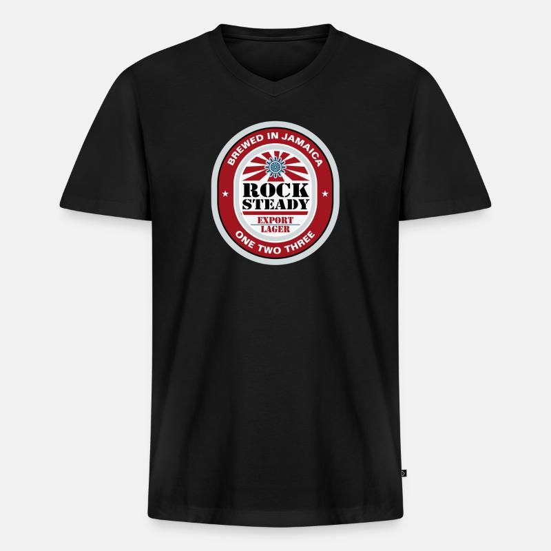 Rocksteady Beer Lable - Männer Premium Bio T-Shirt mit V-Ausschnitt - Schwarz