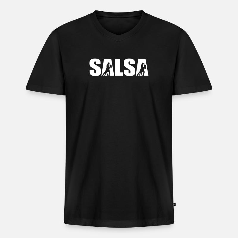 Salsa - Männer Premium Bio T-Shirt mit V-Ausschnitt - Schwarz