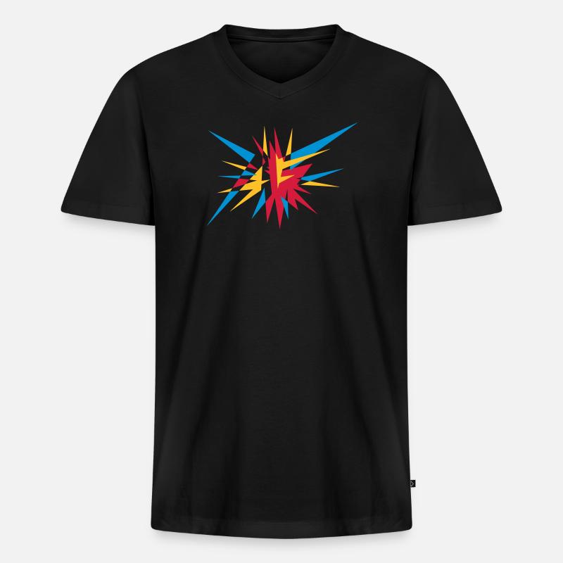 Explosion und Strahlen - Männer Premium Bio T-Shirt mit V-Ausschnitt - Schwarz