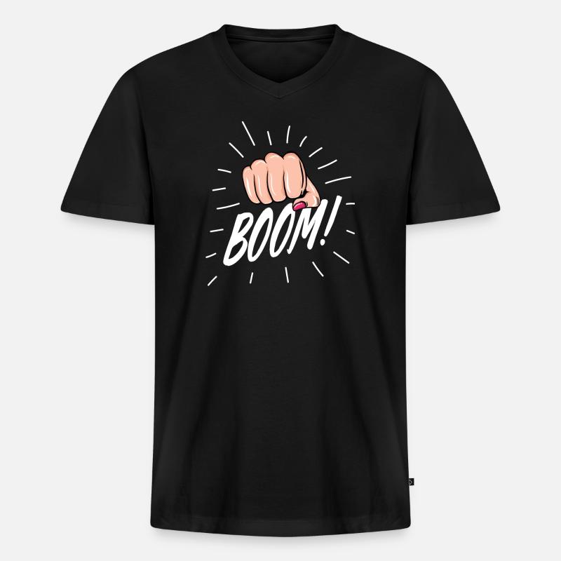 Strip Pop mit weiblicher Faust - Männer Premium Bio T-Shirt mit V-Ausschnitt - Schwarz
