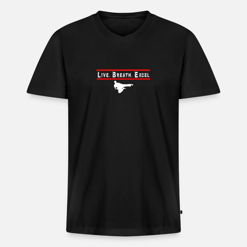 Motivationsprint mit Akrobatikfigur - Männer Premium Bio T-Shirt mit V-Ausschnitt - Schwarz