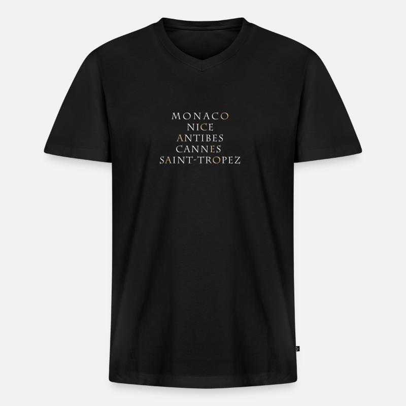 monaco - Männer Premium Bio T-Shirt mit V-Ausschnitt - Schwarz