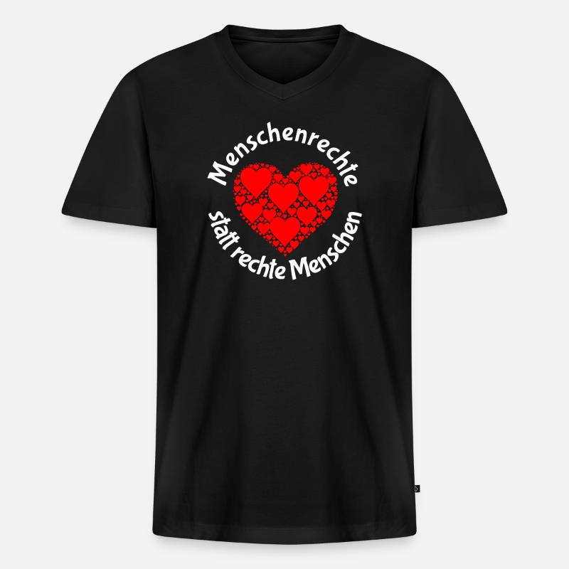 Menschenrechte statt rechte Menschen Statement - Männer Premium Bio T-Shirt mit V-Ausschnitt - Schwarz