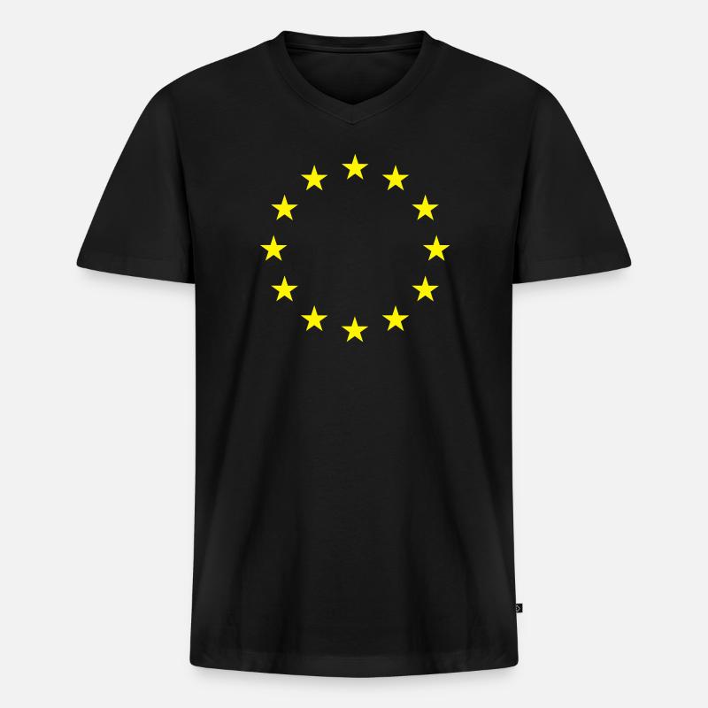 EU Sternen - Männer Premium Bio T-Shirt mit V-Ausschnitt - Schwarz
