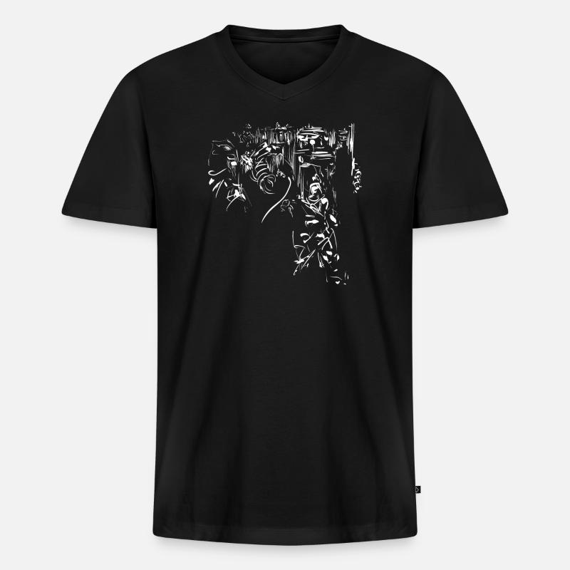 Tribal Stadt / Design Hintergrund Element - Männer Premium Bio T-Shirt mit V-Ausschnitt - Schwarz